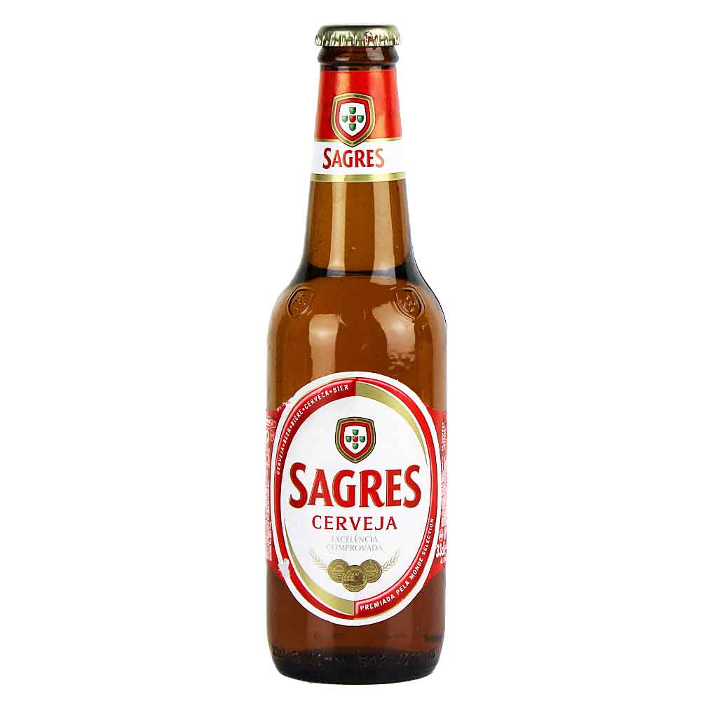 Bild von Sagres Bier Portugal 0,33l ## ( MHD 30. MAI 2024 )