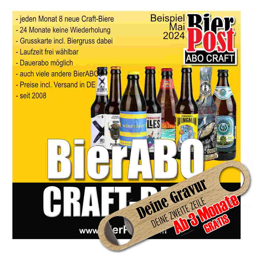 Bild von BierPostABO - CRAFTBEER - DEUTSCH und INTERNATIONAL - incl. Versand in DE, incl BierPostCARD // AB 3 MONATE LAUFZEIT INKL. FLASCHENÖFFNER MIT DEINER GRAVUR