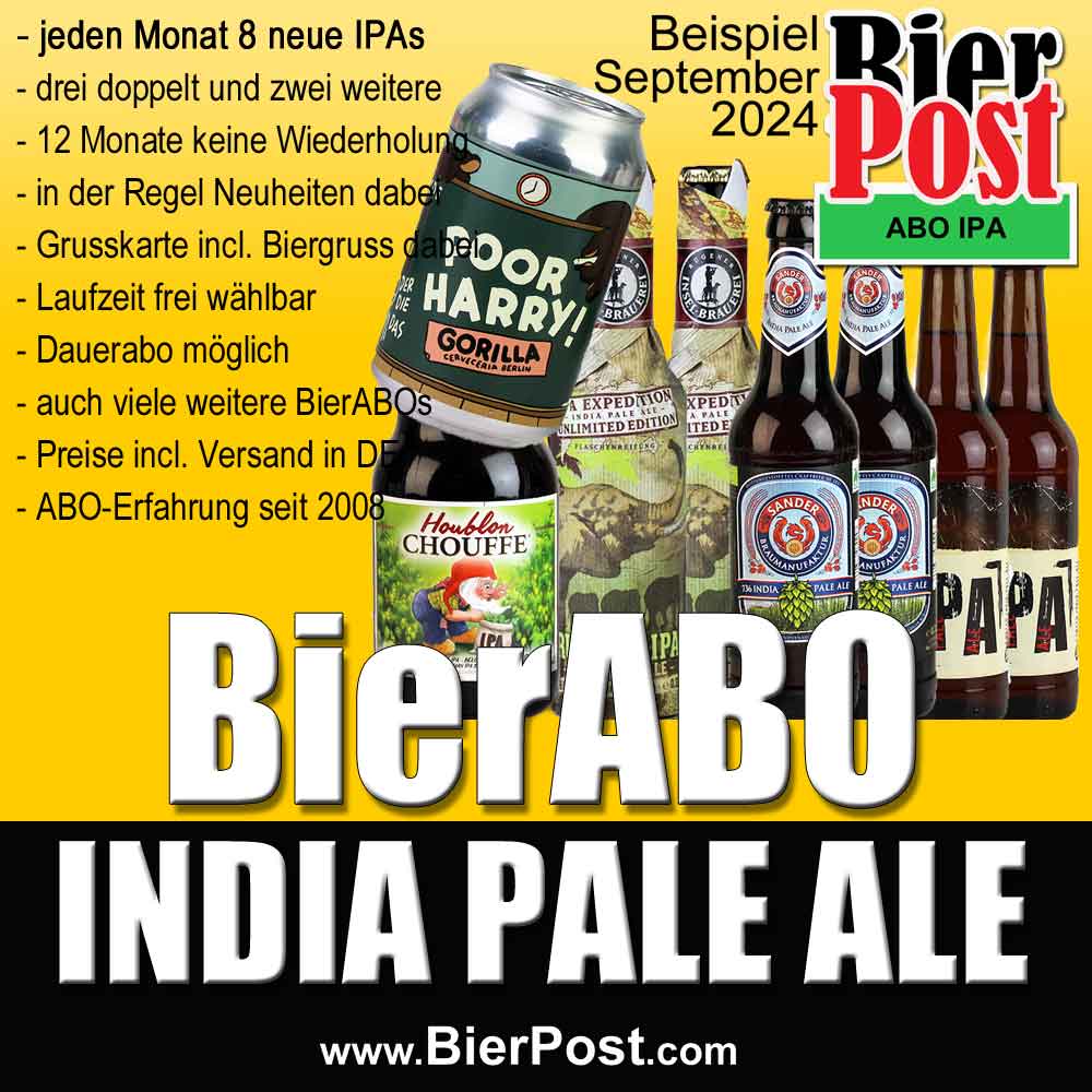 Bild von BierPostABO - INDIA PALE ALE (IPA) - incl. BierPostCARD GRATIS dazu  incl. Versandkosten in DE  