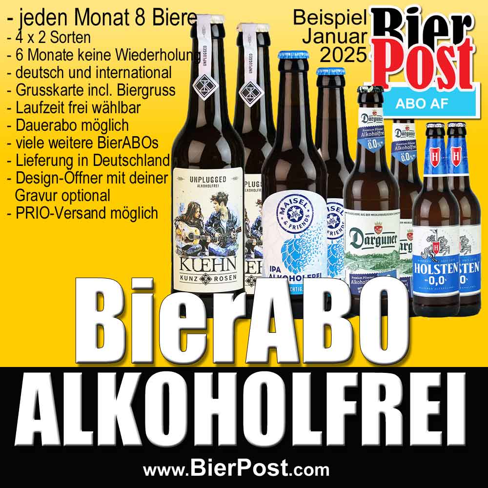 Bild von BierPostABO - ALKOHOLFREI - incl. Versand in DE, incl BierPostCARD  // AKTION ab 6 Monate Laufzeit incl. DESIGN-ÖFFNER mit deiner Gravur sihe Bilder  (einfach in die Textfelder eintragen). 