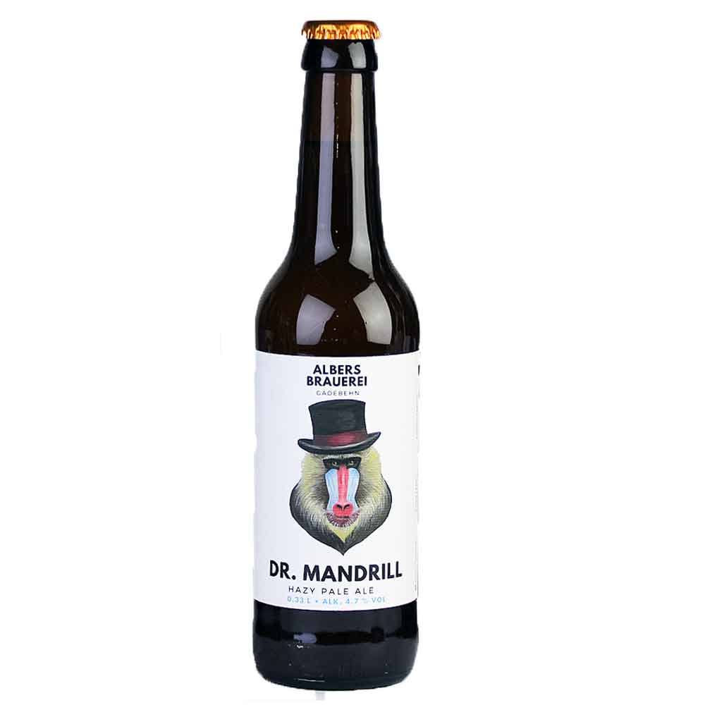 Bild von Albers Brauerei - DR. MANDRILL - HAZY PALE ALE - 0,33l  ( MHD 20. MAI 2025 )