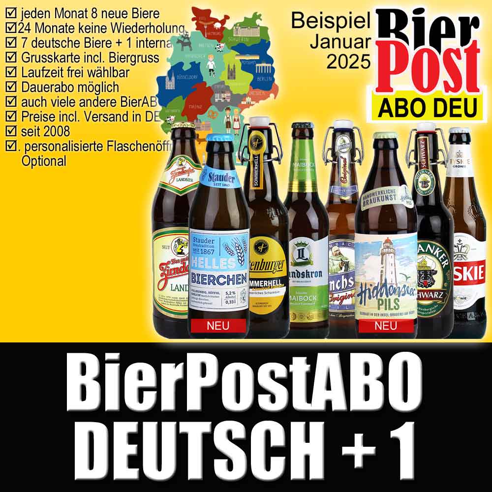 Bild von BierPostABO "DEUTSCH+1" -  incl. Versand in DE, incl BierPostCARD 