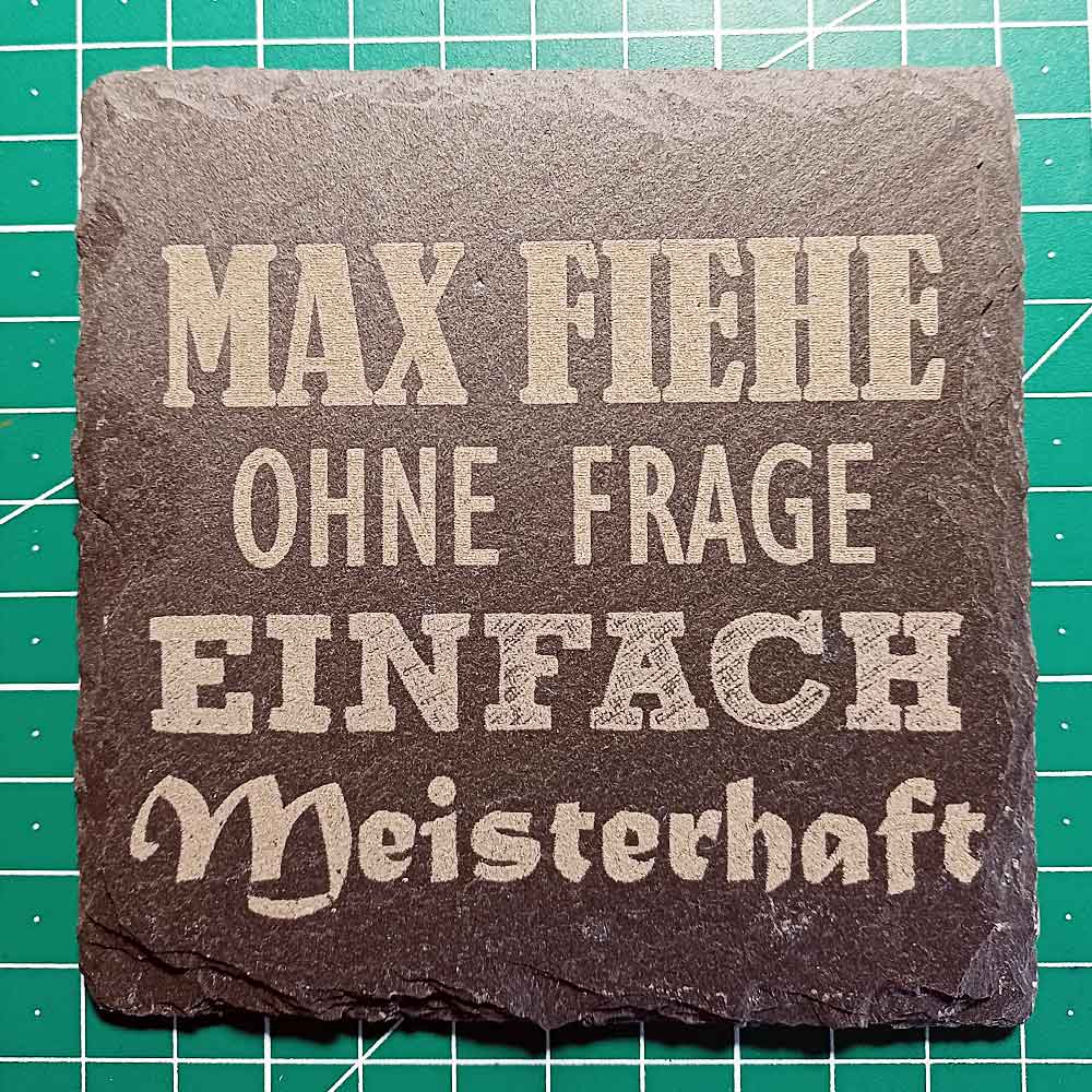 Bild von Untersetzer aus Schiefer - 10 x 10 cm  - incl. Personalisierter Lasergravur - 4 Zeilen