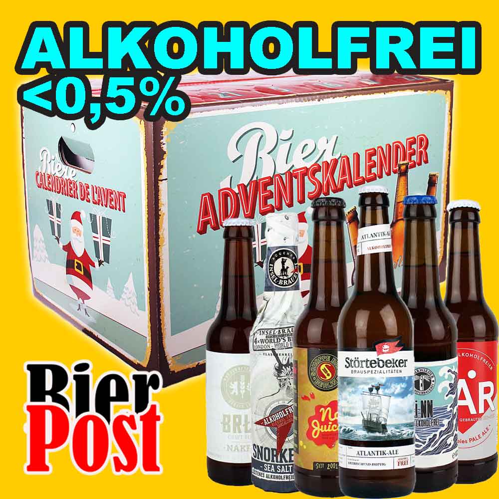 Bild von Bier-Adventskalender - ALKOHOLFREIE BIERE bis Alc. 0,5% Vol. - in der Adventsbox - incl BierPostCARD ( Heute mit Design Öffner mit deiner Gravur )