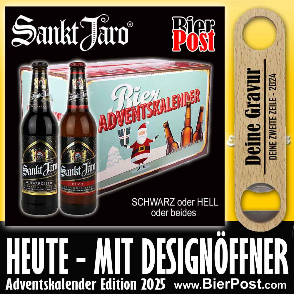Bild von Bieradventskalender - GEFÜLLT mit 24 SANKT JARO SCHWARZBIER - 0,5l mit Auswahl -  ( HEUTE mit Design Flaschenöffner und GRATIS Gravur als Auswahl )