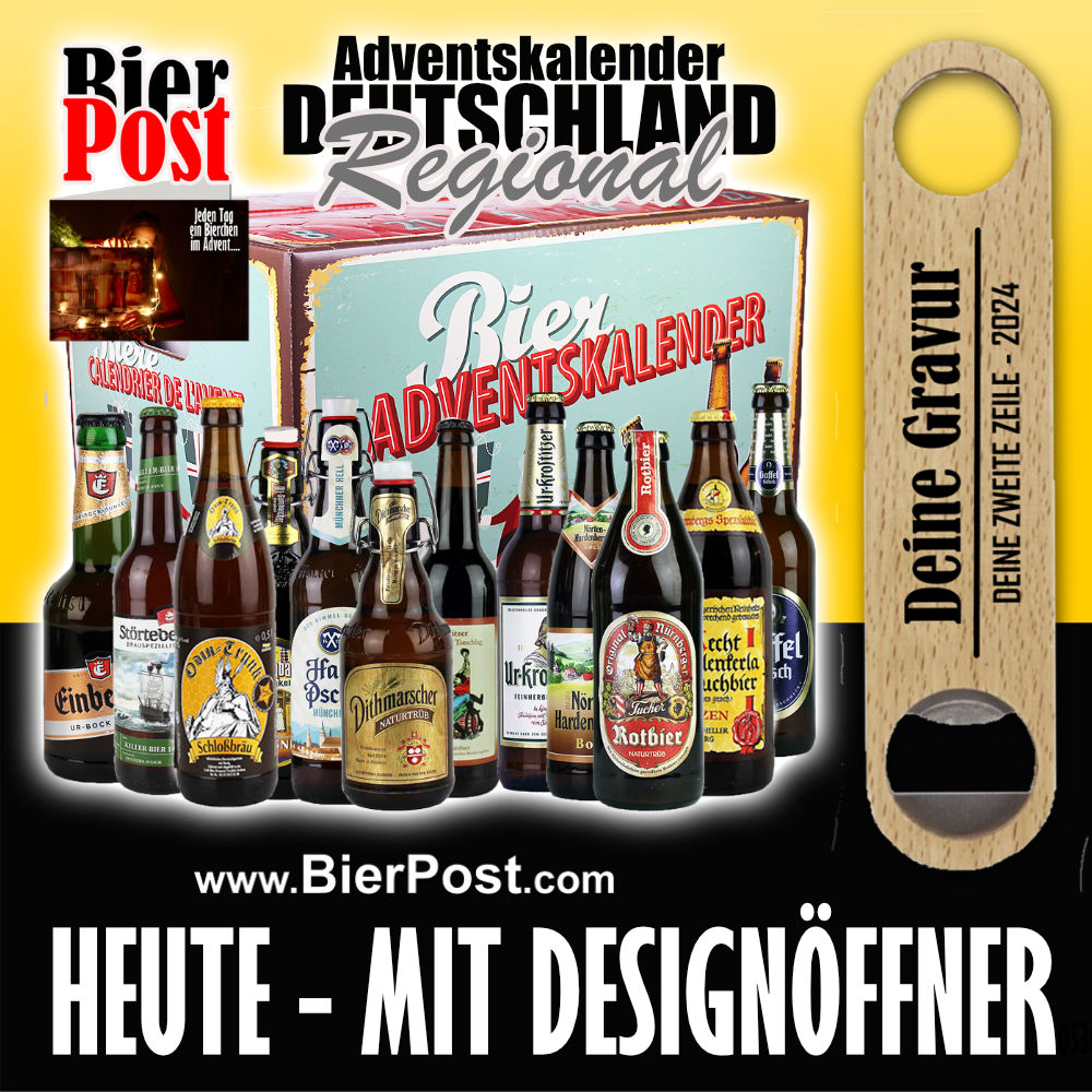 Bild von Bieradventskalender - DEUTSCHLAND REGIONAL - BIERADVENTSBOX - ( incl. Designöffner mit zweizeiliger Gravur GRATIS dazu )