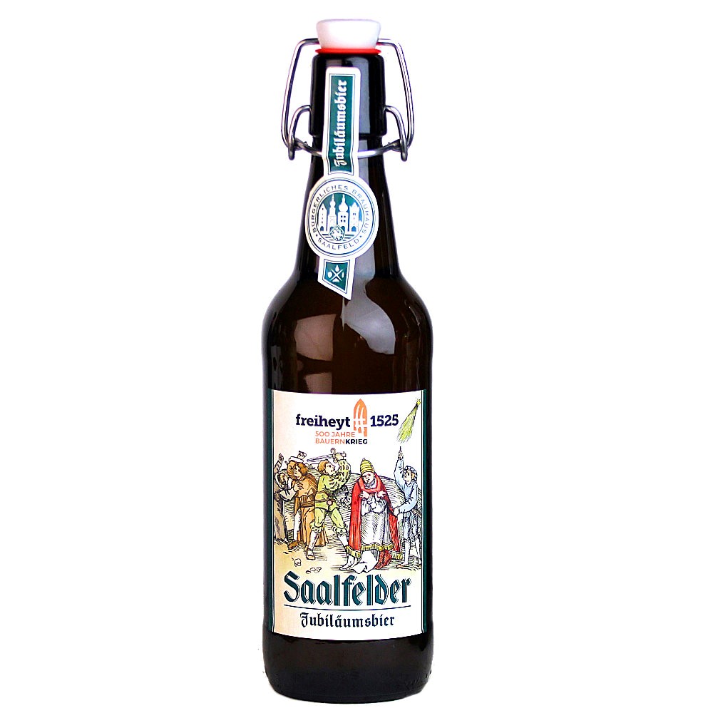 Bild von Saalfelder - JUBILÄUMSBIER - aus Thüringen - 0,5l - Bügelflasche ( MHD 10. Oktober 2026 )