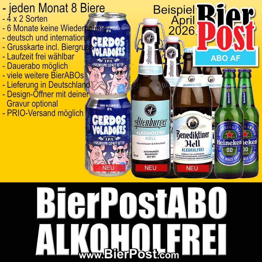 Bild von BierPostABO - ALKOHOLFREI - incl. Versand in DE, incl BierPostCARD  ( + 1 MONAT GRATIS dazu ab einer Laufzeit von 6 Monaten )