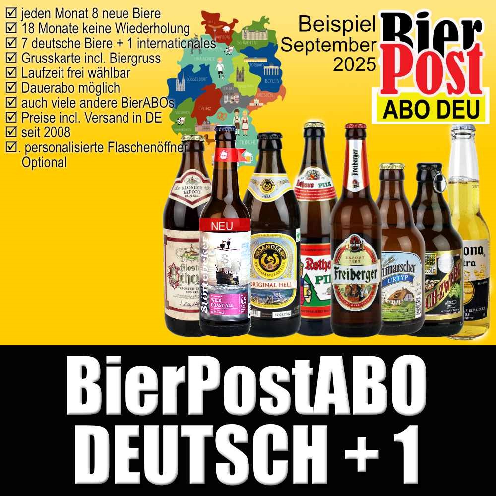 Bild von BierPostABO "DEUTSCH+1" -  incl. Versand in DE, incl BierPostCARD 