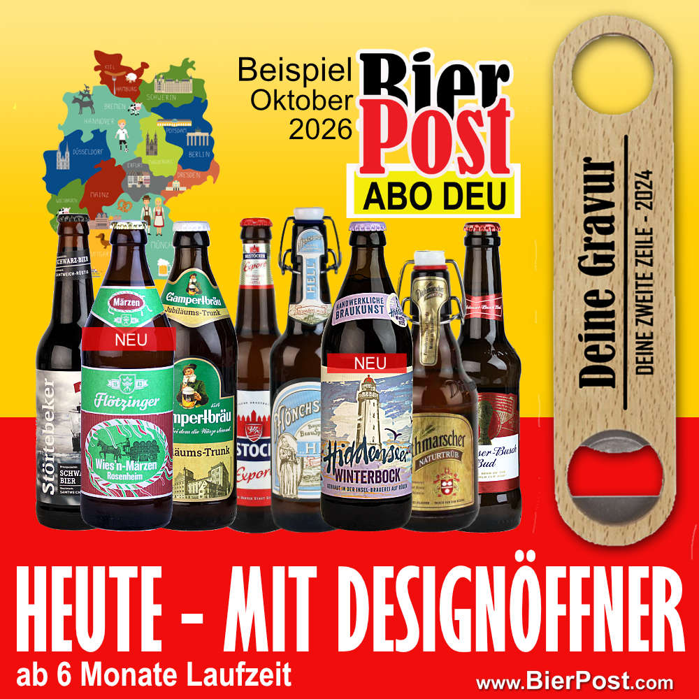 Bild von BierPostABO "DEUTSCH+1" -  incl. Versand in DE, incl BierPostCARD ( HEUTE mit Designöffner und deiner Gratis Gravur ab 6 Monate Laufzeit, einfach in die Beiden Felder eintragen  )
